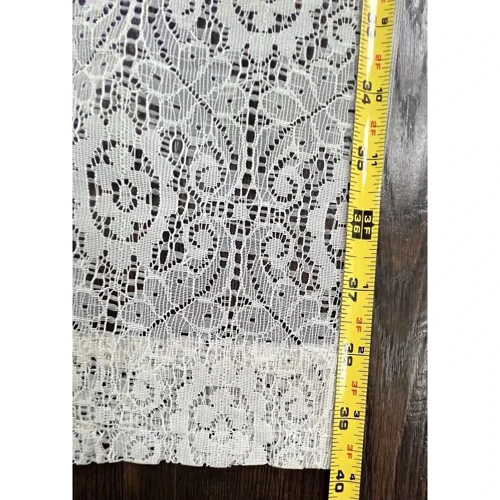 Vintage Ivory Lace Curtain Panel Valance 57x40 Floral Medallion Cottagecore Chic